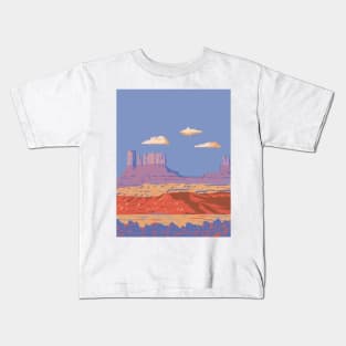 Monument Valley Navajo Tribal Park in Utah and Arizona USA WPA Art Poster Kids T-Shirt